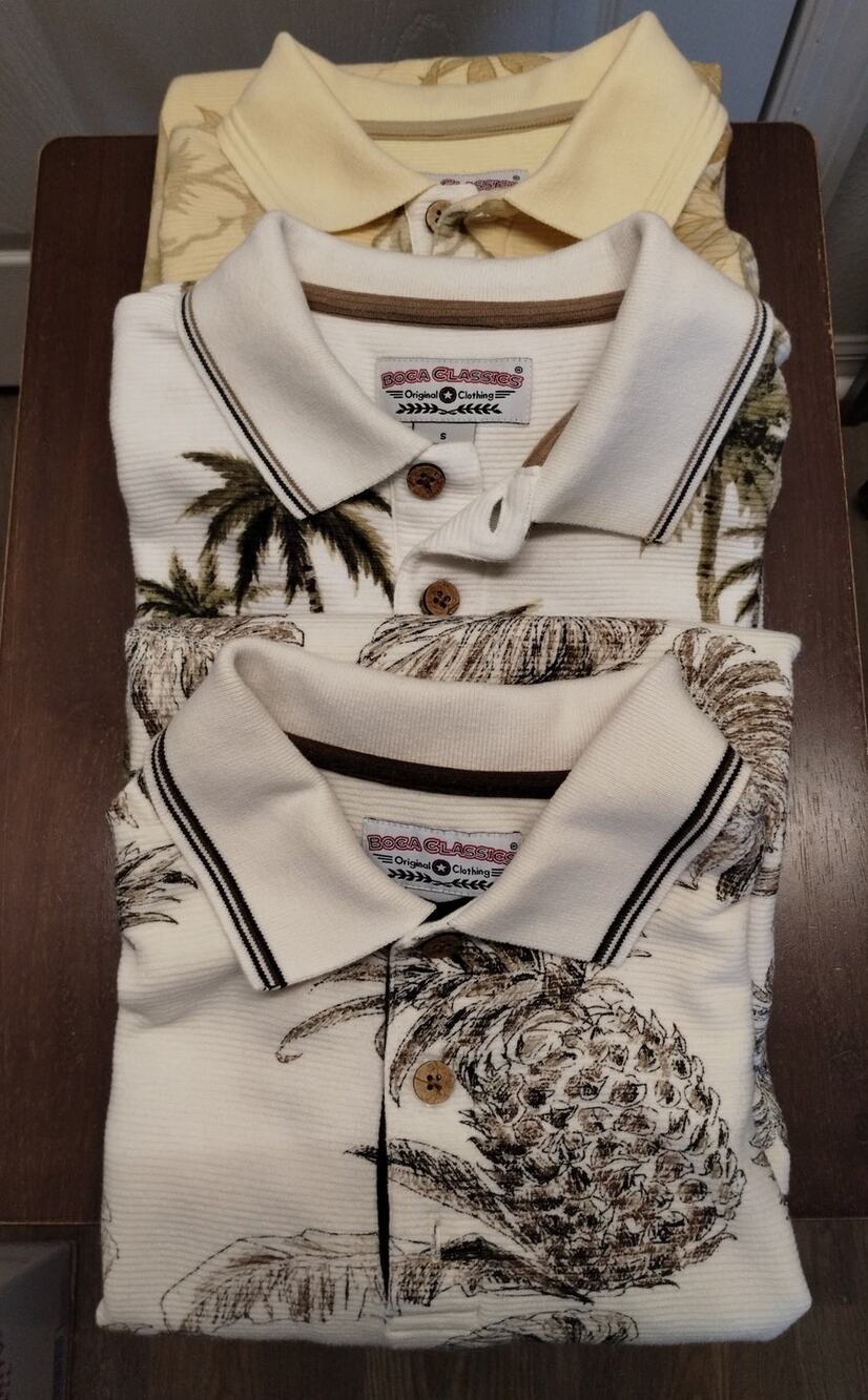 Lot of 3 Vintage Boca Classics Men's Size Small Tropical Hawaiian Polo Shirts